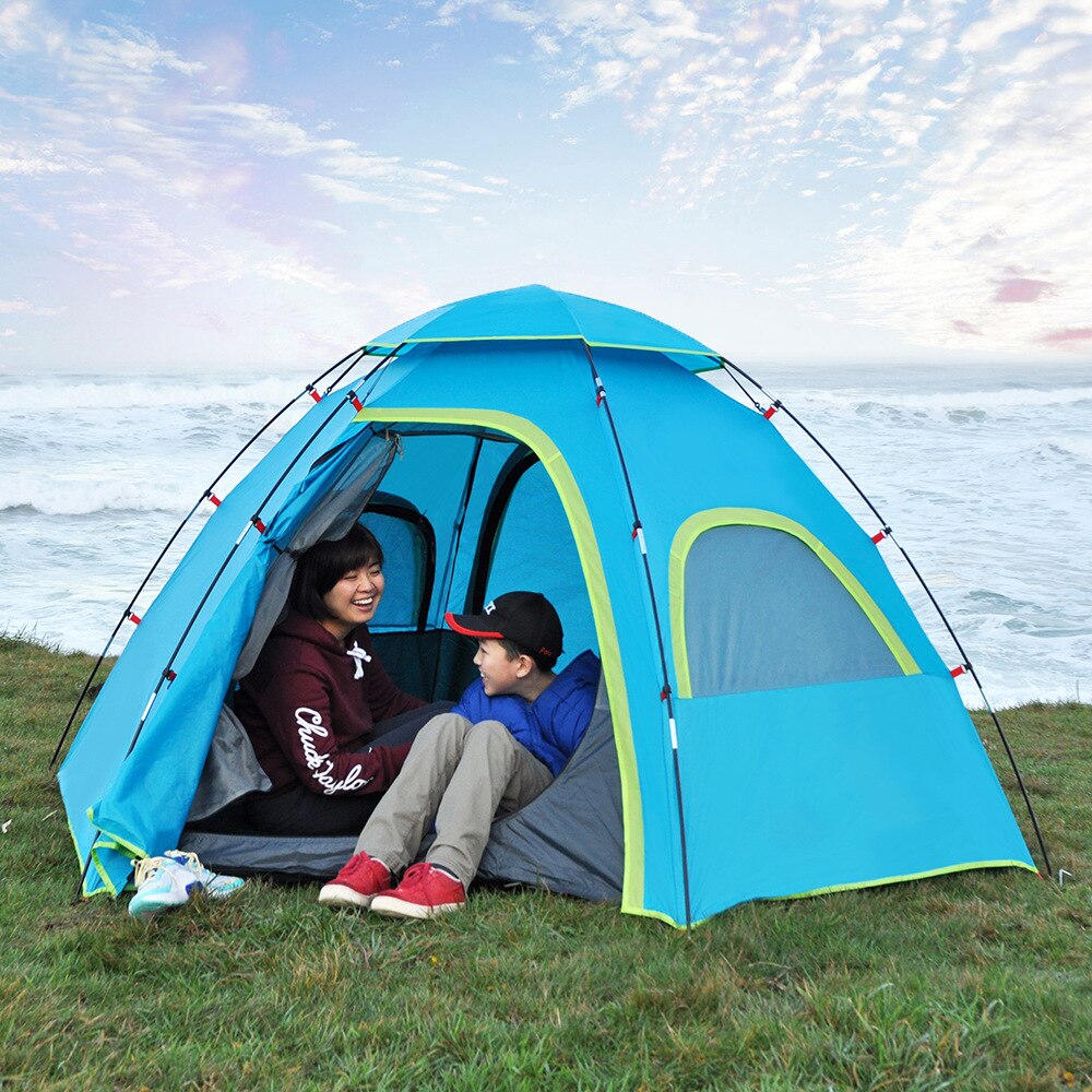 Cheap Goat Tents Outdoor Hexagonal 150D Oxford Cloth Double Person Light Hiking Tent B3 Mesh Double Layer Camping Mountaineer Backpack Tent   